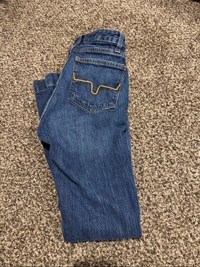 Kimes Ranch Indigo Straight-Leg Jeans with Yellow Pocket Stitching